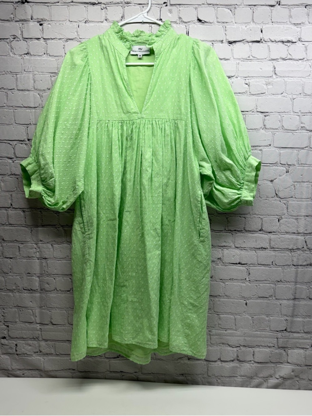Never a Wallflower  Green Puff Sleeve Midi Dress size M